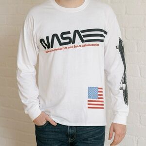 Freeze White NASA Graphic Long Sleeve Shirt